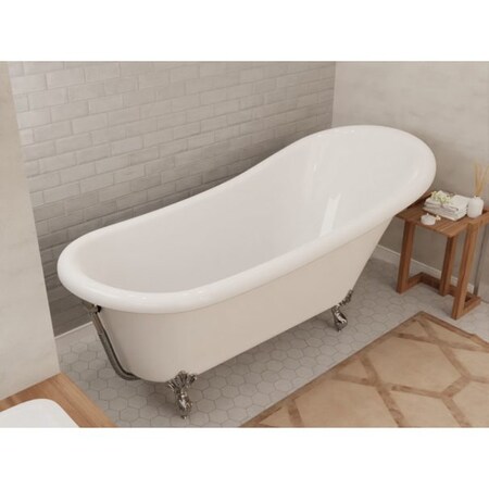 Anzzi Diamante 67.32 in Slipper-Style Acrylic Claw Foot Tub in White FT-CF131FAFT-CH